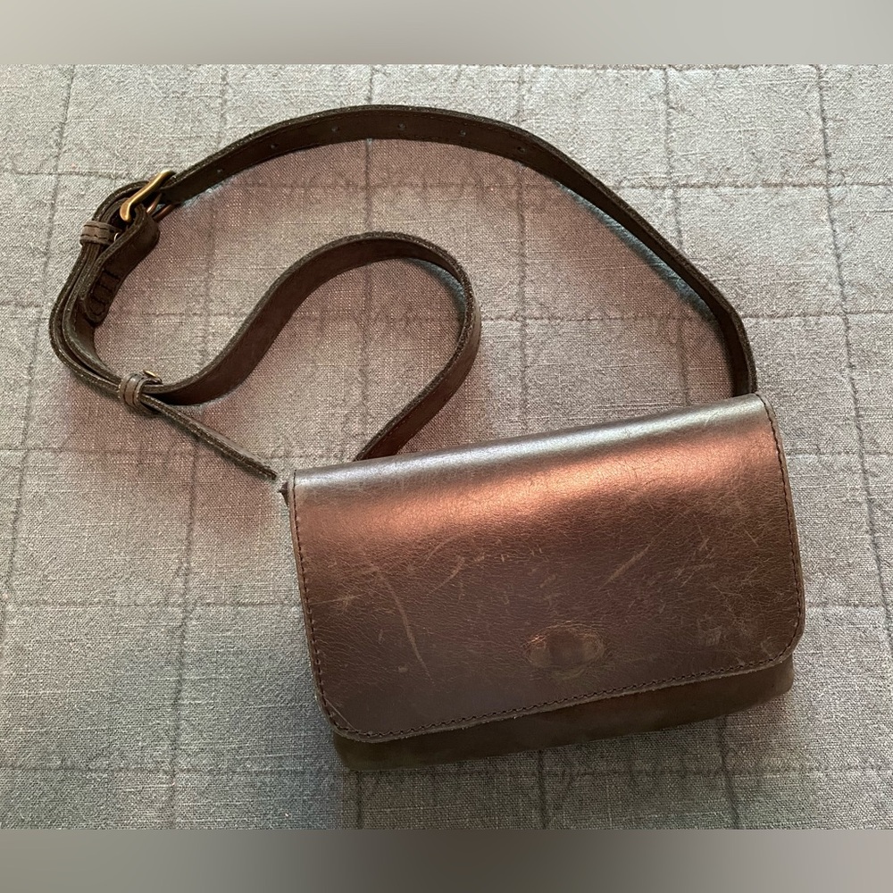 Able Black Leather Belt Bum Bag with Adjustable Strap